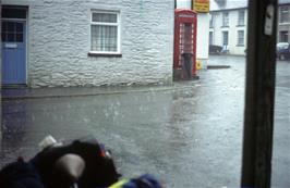 The storm in Llanddewi Brefi, viewed from the shelter of the grocery store