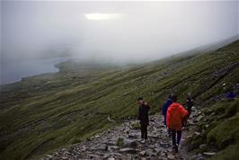 The misty heights of Ben Nevis, just over half way up - time to head back