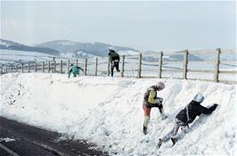 Another stop for snowball fights on the descent to Carhampton [Remastered scan, June 2019]
