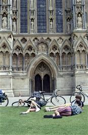 Relaxing in front of Wells cathedral [Remastered scan, June 2019]