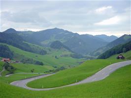 View back from the second hairpin at Passwangstrasse, Beinwil