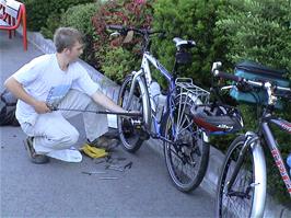 Gavin has no intention of rushing his bike reassembly at Haugesund airport