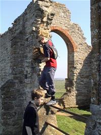 Joe and Ashley explore the ruins on Burrow Mump, 12.9 miles from Taunton
