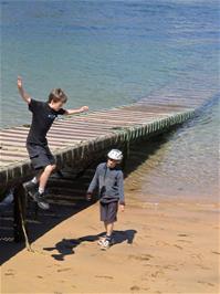 Joe does his jump from the East Portlemouth causeway