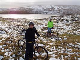 Snowy conditions on the moorland track behind the reservoir
