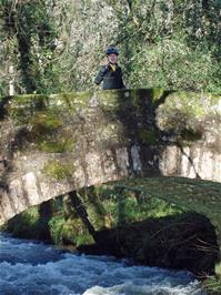 Keir on the bridge at Spitchwick