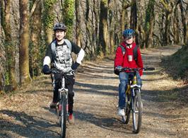 Keir and Sol on the track from River Dart Country Park