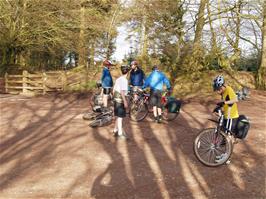 The group at Triscombe Park Gate, on the Quantocks Ridge Track, 17.6 miles into the ride
