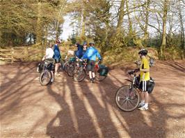Tao recounts a funny tale at Triscombe Park Gate, on the Quantocks Ridge Track, 17.6 miles into the ride