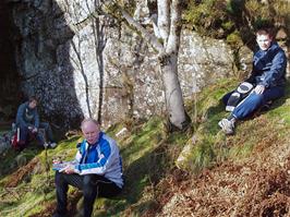 Charlie, David and Ben enjoy lunch in the quarry