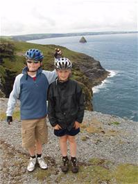 Olly and Ashley outside Tintagel youth hostel