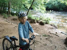 New rider Harry Blackman by the river Dart in Hembury Woods