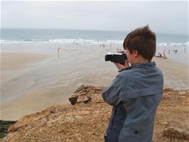 Ashley using our camcorder on Chapel Rock