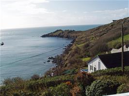 View to Perprean Cove from our room at Coverack Youth Hostel