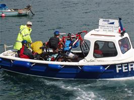 The first group takes the small Passenger Ferry from Helford to Helford Passage
