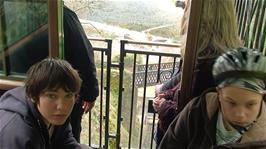 Zac and Ryan on the Lynton and Lynmouth Cliff Railway, where Michael secured a good discount