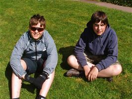 Ash and Zac on Selworthy Village Green, owned by the National Trust