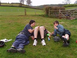 Lunch in a field off Chisland Drive, near Luccombe, 10.8 miles into the ride