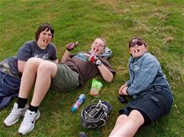 Finishing lunch in a field just off Chisland Drive, near Luccombe