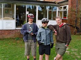 The group in the grounds of Exford Youth Hostel, with the dining room behind