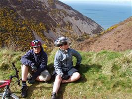 Zac & Ashley on the coast path to Woody Bay