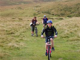 Callum leads the way over the moor on the Abbots Way