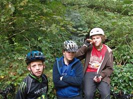 Callum, Ash and Ryan on the disused bridge near Avonwick Station