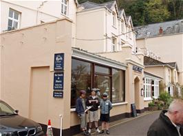 A group photo outside the Bath Hotel, Lynmouth, before we set off