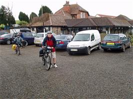 Leaving the Old Station House Inn at Blackmoor Gate after a very wet morning ride