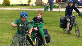 Matthew takes his young relative for a ride at their Panborough farm