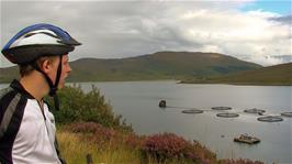 An impressive salmon farm in Loch Ainort, seen from the coast road from Luib to Sconser