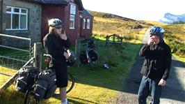 Ash and Callum ready to leave Raasay Youth Hostel