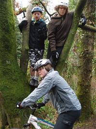 Callum, Ryan and Ashley on the lower Hembury track