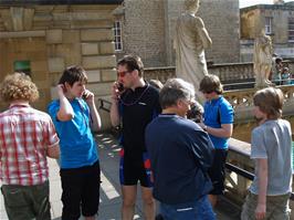 Starting our tour of the Roman Baths, Bath, with our audio guides telling us everything we need to know