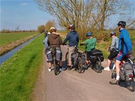 Beer Drove, on the Somerset Levels - Ash is on Michael's Mercian and really loving it!