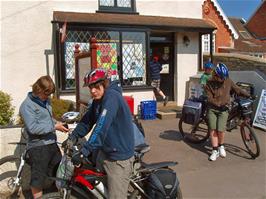 A Shop Stop at Central Stores, High Street, Othery, 9.2 miles into the ride