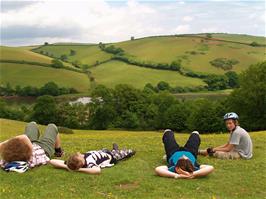 Relaxing after lunch on the Ashprington track