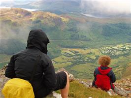 View from near the top of Ben Nevis, looking back towards hostel