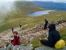 View from Ben Nevis, looking back to the lake where the others waited for us before heading back to the hostel early