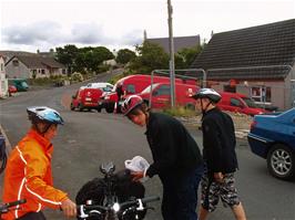 The fleet of post vans loading up outside Tarbert post office