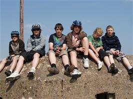 The group on a WW2 bunker at the Old Engine House, Bridgwater & Taunton canal