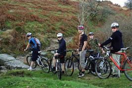 Ash, Callum F, Zac, Jerry and Callum O'B on the bridleway to Combestone