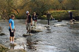 Crossing the stepping stones ndear Dartmeet