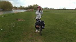 Callum near the geese on the Thames path to Oxford