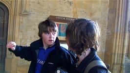 Ash and Jack prepare to climb the legendary staircase in Christ Church College that was used in the Harry Potter films for Hogwarts