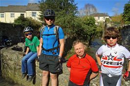 George, Ash, John and Will on the Park path over the River Ashburn, Ashburton