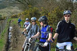 George, Will, Jack, Ash and Jerry on the path from Chalk Ford to Scoriton