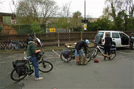 Unloading the bikes at Redditch Station car park