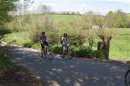 Ash and Jack on the road from Avonwick to Diptford