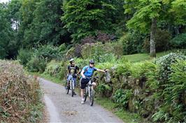 Jack and Ash on the lane to Lustleigh Cleave